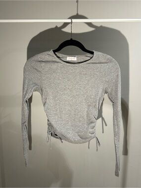 Rudon Light Gray Long-Sleeve Side-Drawstring Tee